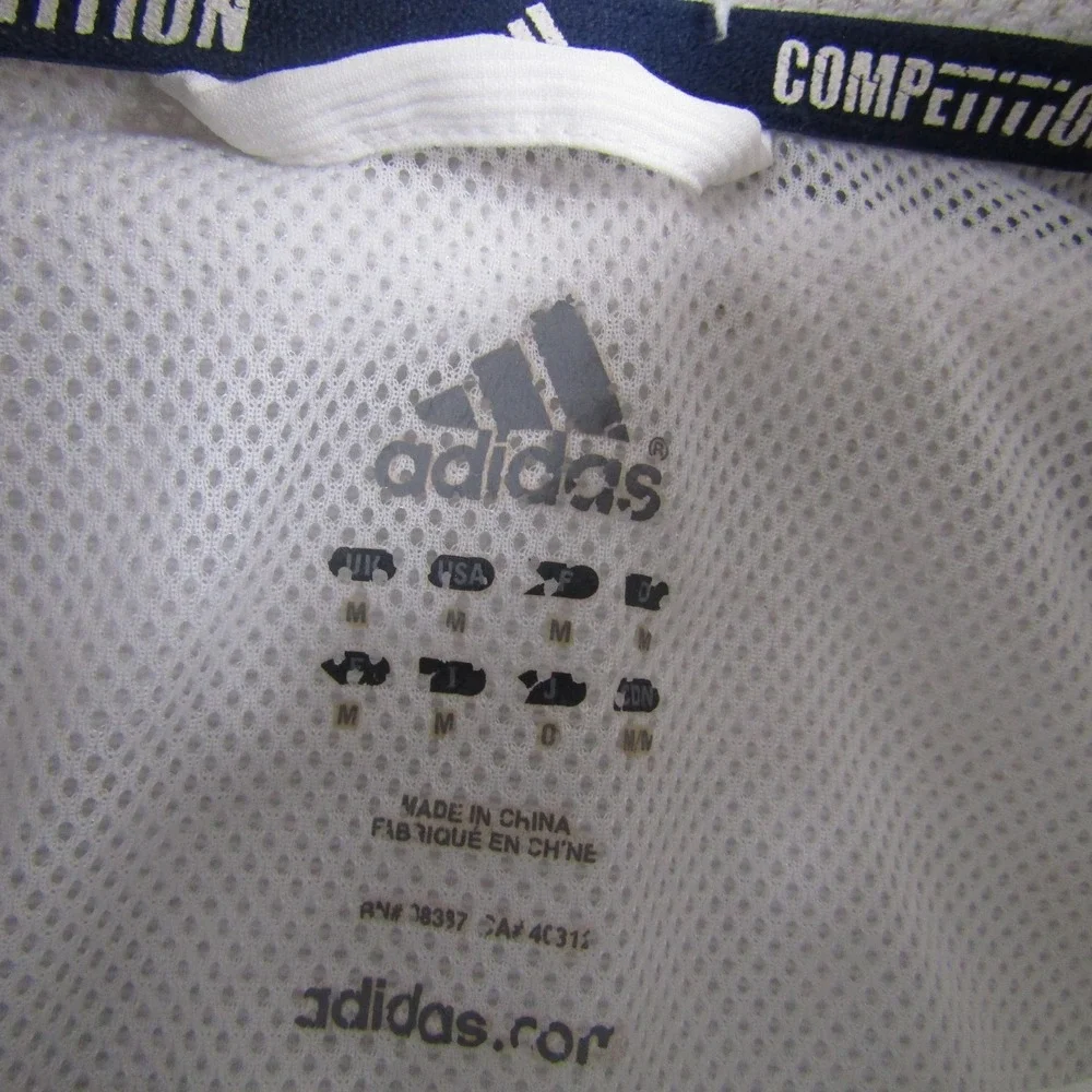 Adidas Track Jacket Mens M White Navy Full Zip Colorblock Running Gym Training